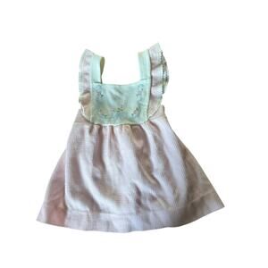 Vintage Carters pink floral embroidered‎ pinafore infant dress